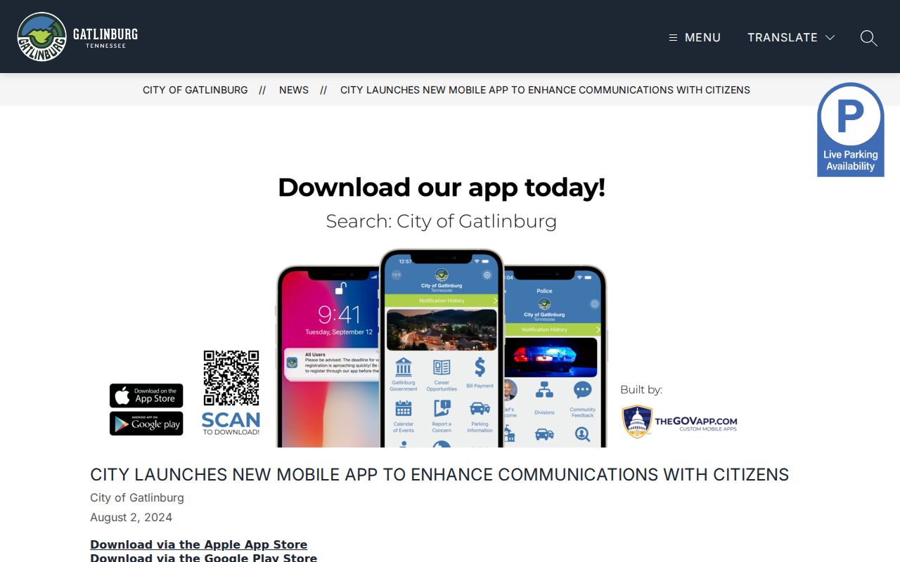 Gatlinburg criminal history city mobile app in Sevier County