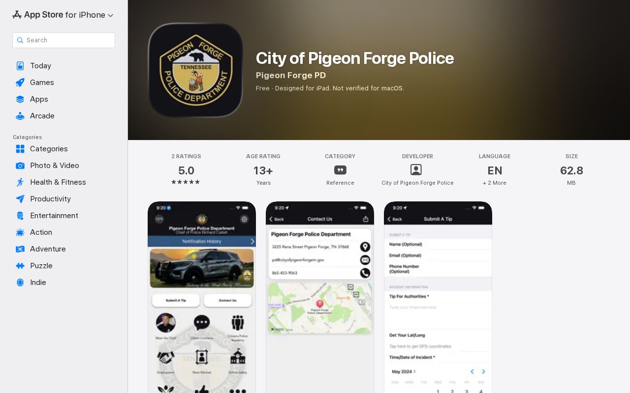Pigeon Forge criminal history police mobile app in Sevier County