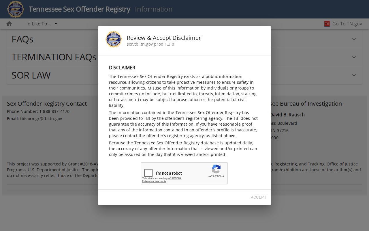 Sevier County sex offender registry information and reporting guidance